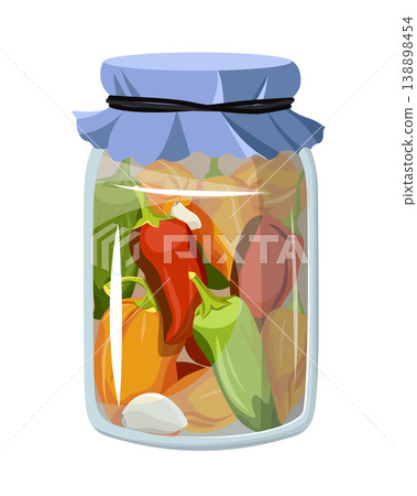 Jar with Peppers and Garlic 138898454