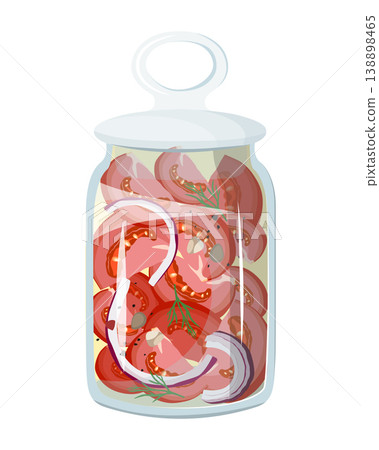 Jar with Pickled Tomatoes and Onions Jar with Pickled Tomatoes and Onions 138898465