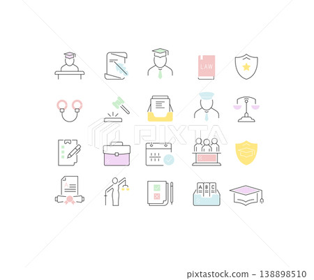 Set Vector Line Icons of Jurisprudence 138898510