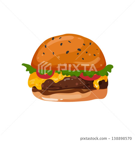 Burger with Sesame Bun 138898570