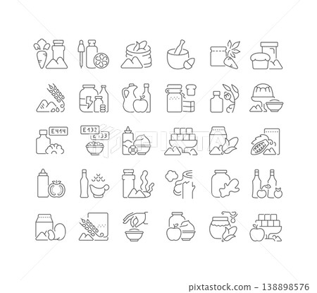 Set of linear icons of Food Additives Set of linear icons of Food Additives 138898576