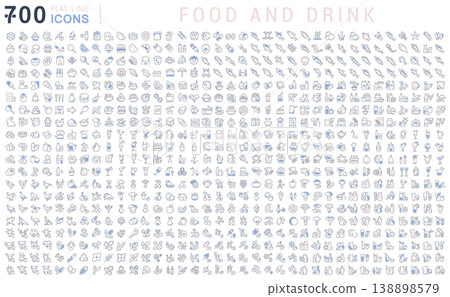 Set Vector Line Icons of Food and Drink 138898579