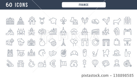 Set of linear icons of France 138898585