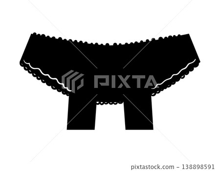 Black silhouette of lingerie panties with garter straps for stockings. Vector illustration of elegant women underwear isolated on a white background. Black silhouette of lingerie panties with garter straps for stockings. Vector illustration of elegant women underwear isolated on a white background. 138898591