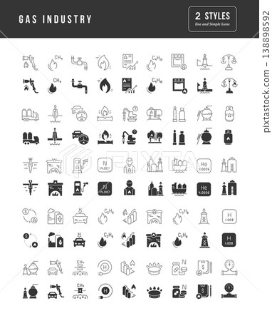 Set of simple icons of Gas Industry Set of simple icons of Gas Industry 138898592