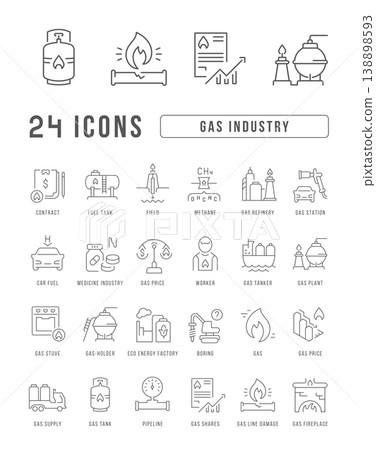 Set of linear icons of Gas Industry Set of linear icons of Gas Industry 138898593