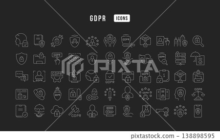 Set of linear icons of GDPR Set of linear icons of GDPR 138898595