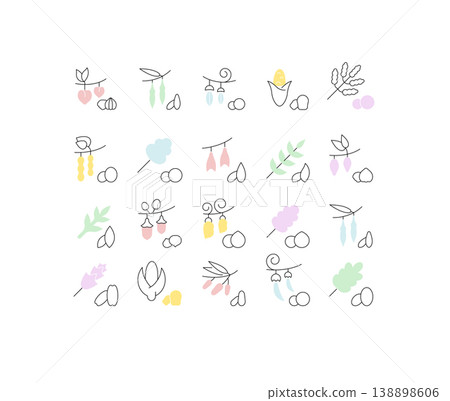 Set Vector Line Icons of Groats Set Vector Line Icons of Groats 138898606