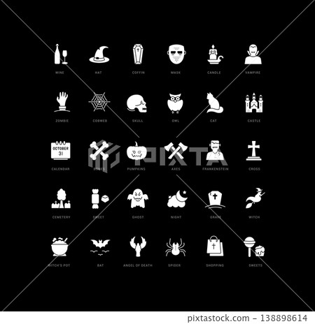 Set of simple icons of Halloween Set of simple icons of Halloween 138898614