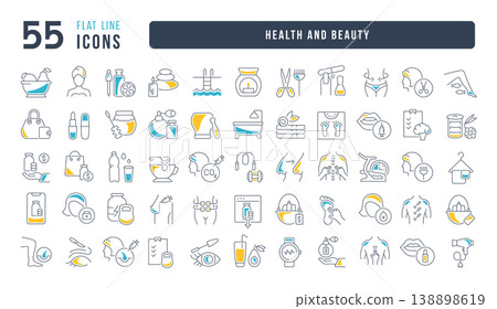 Set of linear icons of Health and Beauty Set of linear icons of Health and Beauty 138898619