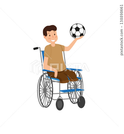 Man in Wheelchair Playing Football Man in Wheelchair Playing Football 138898661