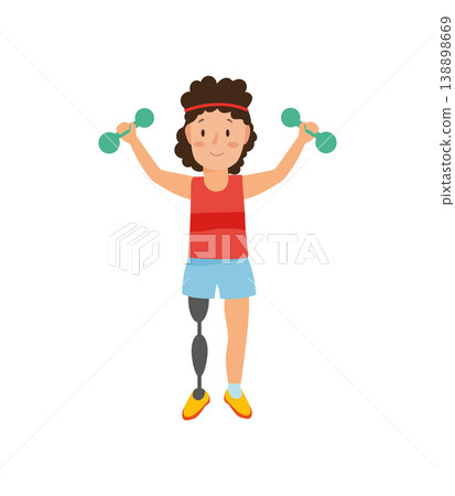 Girl with Prosthetic Leg Lifting Weights Girl with Prosthetic Leg Lifting Weights 138898669