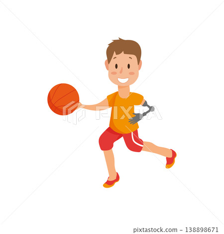 Boy with Prosthetic Arm Playing Ball Boy with Prosthetic Arm Playing Ball 138898671