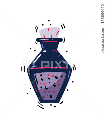 Dark Blue Potion in Witch Bottle 138899030