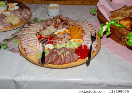 Typical Eastern meal in Carintha, Austria: eggs, cold cuts and horseradish Typical Eastern meal in Carintha, Austria: eggs, cold cuts and horseradish 138899079