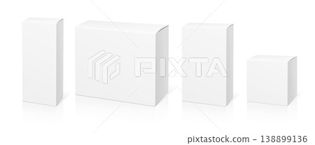 White 3D Cardboard Boxes Mockup. White 3D Cardboard Boxes Mockup. 138899136