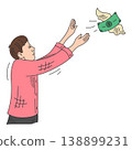 Banknote flying away from a sad man 138899231