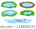 Water puddle in grass set 138899233