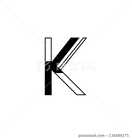 Linear Design Striped Letter K Icon 138899275
