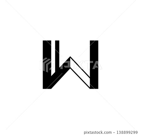 Modern Linear Lowercase Letter w Design Modern Linear Lowercase Letter w Design 138899299