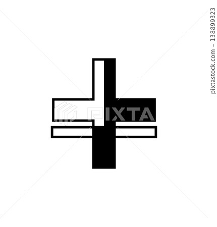 Linear Split Style Plus Cross Symbol Linear Split Style Plus Cross Symbol 138899323