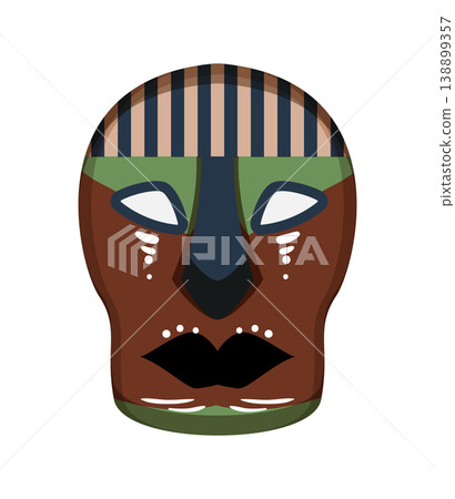 Abstract Papuan mask with bold shapes and cultural patterns. Abstract Papuan mask with bold shapes and cultural patterns. 138899357