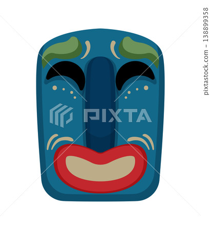 Abstract Papuan mask with bold shapes and cultural patterns. 138899358
