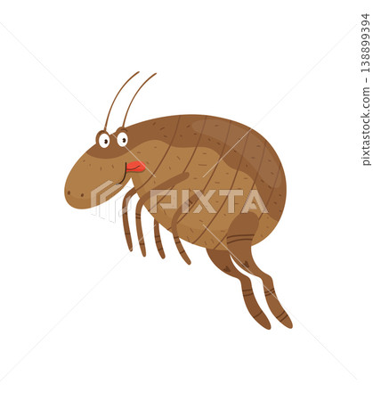 Cute Flea Cartoon Character Jumping 138899394