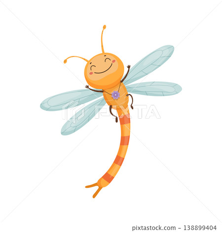 Smiling Dragonfly with Blue Wings 138899404