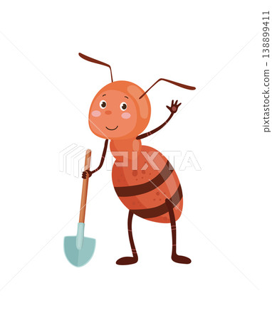 Ant Holding a Small Blue Shovel 138899411