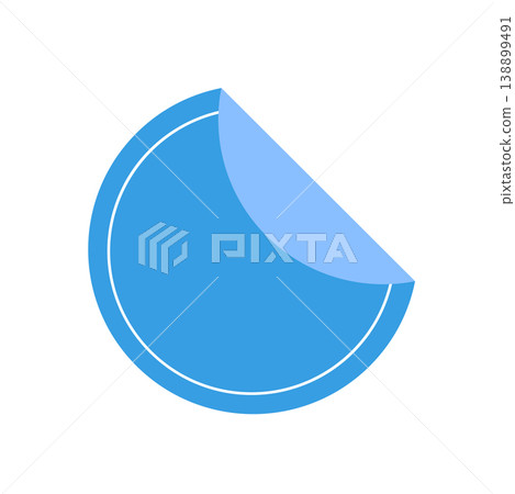 Flat vector illustration of a round sticker with a peeled corner. Minimal design element isolated on white background for labels, badges and web graphics. Flat vector illustration of a round sticker with a peeled corner. Minimal design element isolated on white background for labels, badges and web graphics. 138899491