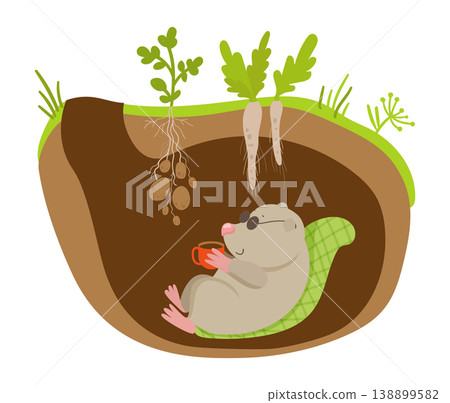 Mole in Underground Burrow 138899582