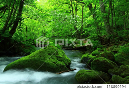 一條山間小溪流過青山綠水 一條山間小溪流過青山綠水 138899694
