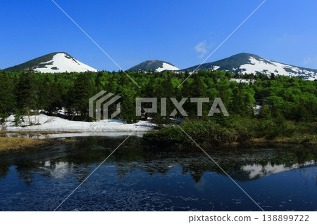 Hakkoda Mountains reflected in a pond Hakkoda Mountains reflected in a pond 138899722