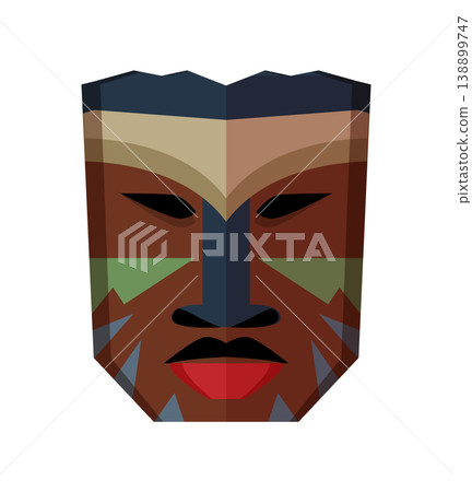 Abstract Papuan mask with bold shapes and cultural patterns. Abstract Papuan mask with bold shapes and cultural patterns. 138899747