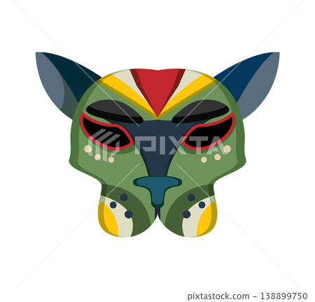 Abstract Papuan mask with bold shapes and cultural patterns. Abstract Papuan mask with bold shapes and cultural patterns. 138899750