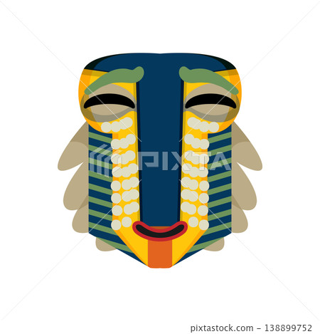 Abstract Papuan mask with bold shapes and cultural patterns. 138899752
