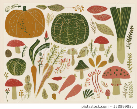 手繪風格蔬菜組（水彩插圖） 138899883