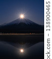 奇妙的瞬間：在山中湖畔看到了富士山的雙珠。 138900465