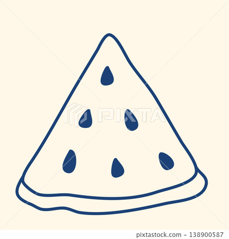 Slice of ripe juicy watermelon in doodle style 138900587