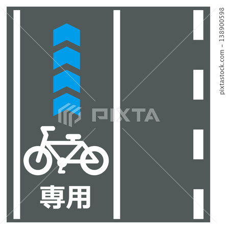 Signboard illustration indicating areas for bicycles used for commuting to work or school. 138900598