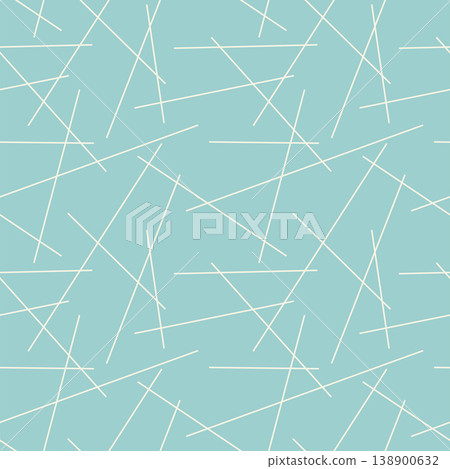 Seamless geometric pattern with white intersecting lines on mint blue background, mid-century modern style. Vector illustration. Seamless geometric pattern with white intersecting lines on mint blue background, mid-century modern style. Vector illustration. 138900632