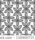 Abstract seamless pattern. Black and white graphics. Plant motif, wavy lines, texture. Ink. Flat style, hand-drawn. Repetitive print for fabric design, textiles, packaging 138900715