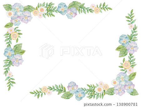 水彩畫，畫的是三色堇花。 138900781