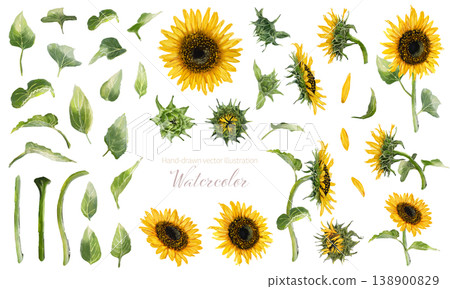 水彩向日葵裝飾和配件套裝 138900829