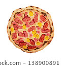 Hawaiian pizza. Hand drawn watercolor 138900891