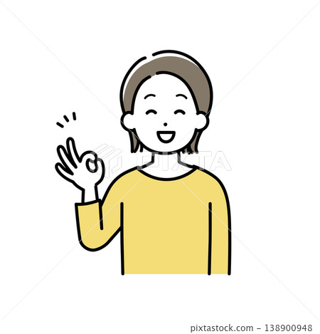 一個年輕的女人,做一個好的跡象的插圖 一個年輕的女人,做一個好的跡象的插圖 138900948