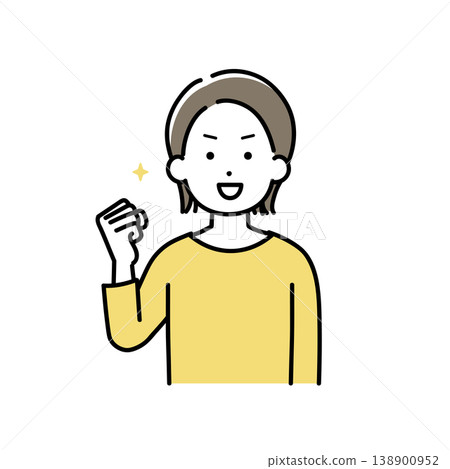 一個年輕女子做膽量姿勢的插圖 138900952