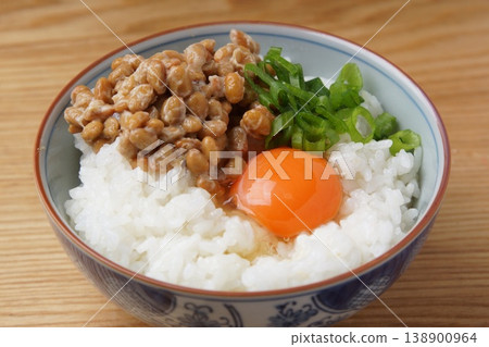 Natto and rice for egg Natto and rice for egg 138900964