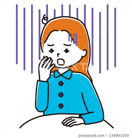 一幅插圖，畫中一位女子裹著毯子，臉色蒼白。 138901030